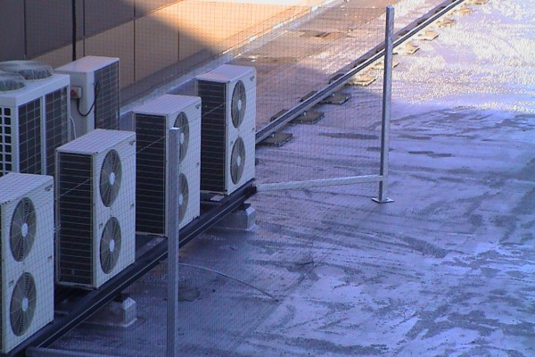 Protected Air Con Units using Bird Netting